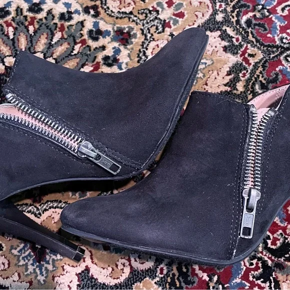 Black Suede Like High Heels Booties with Zippers 6.5 - Picture 8 of 10
